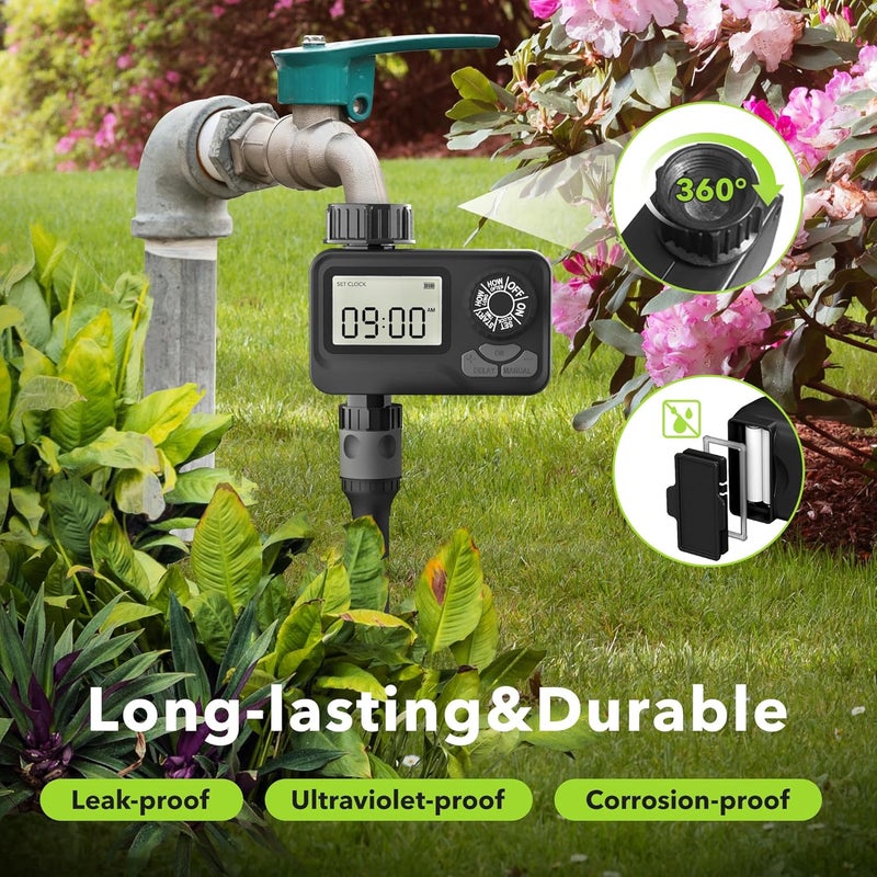 BN-LINK BN LINK Programmable Sprinkler Timer with Rain Delay – Waterproof Digital Water Timer for Garden Hoses, Manual & Automatic Irrigation System, 1 Outlet - Image 4